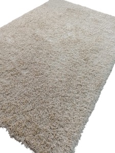 High Pile Beige Silk Rug: Soft Plush Modern Floor Carpet - Product Image 2
