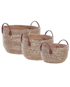 Ensemble de 3 paniers en jonc de mer naturel, faits à la main, pour le rangement, vente en gros, écologiques, fabriqués au Vietnam - Product Image 1
