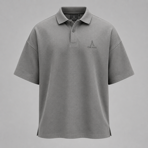 Polo Premium Oversize para Hombre, Color Gris Carbón, Algodón Piqué, Hombros Caídos, Ropa Urbana de Lujo, Fabricación OEM/ODM - Product Image 6