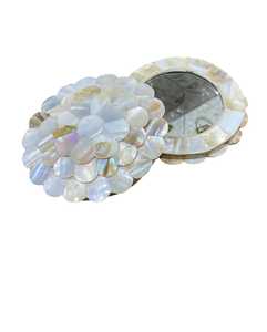 Wood Inlay Mother of Pearl Asian Zen Birthday Gift <b>Mirror</b> Oval Cosmetic with Customizable Design for Ladies and Girls - Product Image 2