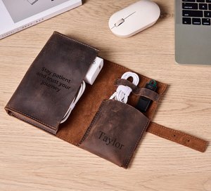 Superior Genuine Leather <b>Cable</b> Organizer Foldable Protection Multi-function Portable Cord Holder Wire Management Travel Tech - Product Image 5