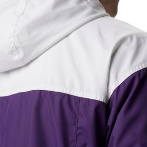 Trendy Design Direct Factory Men Purple <b>White</b> Contrast Hooded Windbreaker <b>Jacket</b> Lightweight Zip Up <b>Waterproof</b> Outdoor Sports - Product Image 4