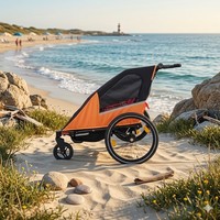 Remolque de Bicicleta para Bebés Gemelos 3 en 1 con Marco de Aluminio TC-2024T, Carrito de Paseo, Freno de Estacionamiento de un Solo Toque, Carga Máxima de 35 kg, Resistente al Agua 600D