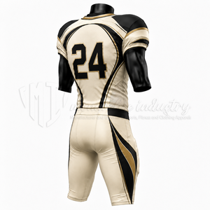 Custom American Football Uniform Set for Black Gold Padded Jersey <b>Pants</b> Team Sportswear 100% Polyester Spandex Breathable - Product Image 4