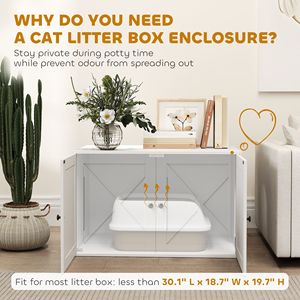 Lettiera per Gatti Bianca 80x53x51 cm con Porta Scorrevole e Accessorio Foro per Gatti - Product Image 4