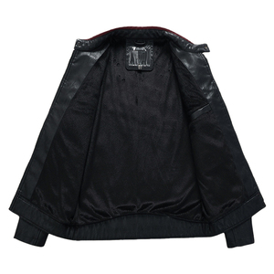 Blouson de motard en cuir véritable noir pour homme, col à revers classique, fermeture éclair sur le devant, veste décontractée de qualité supérieure, vêtement d'extérieur tendance - Product Image 6