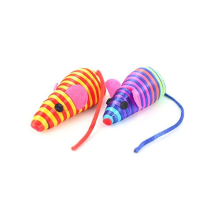 Yommy Elastic Thread <b>Mouse</b> Cat <b>Toy</b> 7.65cm Colorful Striped Interactive Pet <b>Toy</b> - Product Image 2