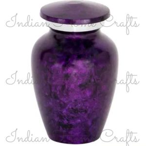 Urna Funeraria de Latón Morado, Recuerdo Conmemorativo, Recipiente Metálico para Flores Fúnebres - Artesanía India para el Hogar - Product Image 3