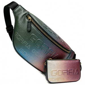 Sac banane portable en cuir PU pour femme avec motif lettres, doublure en nylon imperméable, couleur et taille personnalisables, avec petit portefeuille - Product Image 6