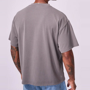 Direct Factory Sale Plus Size Drop Shoulder Sleeves Unisex Casual Solid Regular Fit Blank Logo Knitted <b>Canvas</b> Breathable - Product Image 6