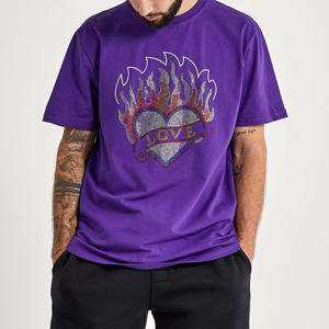 Camiseta Oversize de Hombre Estilo Urbano con Pedrería y Cuello Acanalado 100% Algodón de Secado Rápido y Transpirable Personalizable - Product Image 4