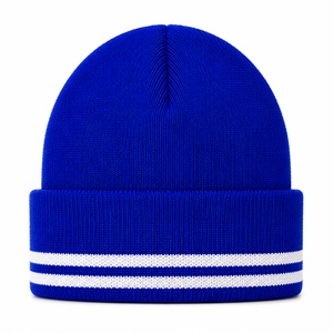Custom Zeta Phi Beta Sorority <b>Knit</b> <b>Beanie</b> blue and white Casual Style embroidered logo with stripes for female - Product Image 3