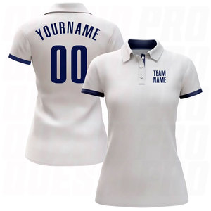 เสื้อโปโลกอล์ฟสีขาวกรมท่าแบบกำหนดเอง เสื้อโปโลกอล์ฟยืดหยุ่น ระบายอากาศได้ดี พิมพ์ลายแบบซับลิเมชั่น โพลีเอสเตอร์ เสื้อยืดโปโลกอล์ฟสำหรับผู้ชาย - Product Image 1