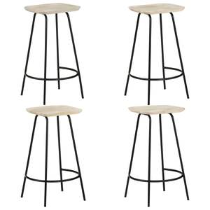 Ensemble de 4 tabourets de bar en bois blanchi avec bois de manguier massif noir et fer, design moderne unique - Product Image 1