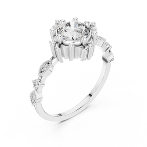 Conjunto de Diamantes Cultivados en Laboratorio de 1 Quilate, Oro Blanco Sólido de 18 Quilates con Baño de Rodio, Estilo Vintage, para Mujer, Ideal para Compromisos, Fiestas, Eventos Glamurosos y Bodas - Product Image 1