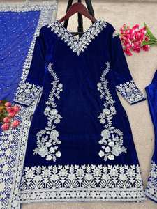 BLOSSOM FABRIC - Conjunto de Fiesta Indio-Pakistaní de Alta Calidad para Mujer, Top de Terciopelo con Dupatta, Parte Inferior Completamente Cosida, Listo para Usar - Product Image 2