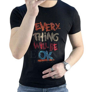 เสื้อยืดประดับเพชรสำหรับผู้ชาย วัสดุพรีเมียม สวมใส่สบาย เหมาะสำหรับใส่ลำลองและใช้งานได้ยาวนาน - Product Image 2