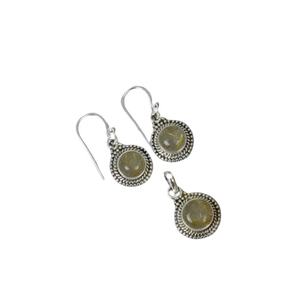 Golden Rutile 925 Sterling Silver Gemstone Pendant Earring <b>Set</b> Pendant Earring <b>Set</b> <b>Jewelry</b> Golden Rutile <b>Jewelry</b> Gift for Her - Product Image 1