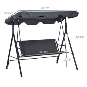 3 Seat Grey Patio Swing Chair - Product Image 4