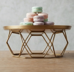 Support de présentation de desserts en or pour table à manger, support géométrique de qualité exclusive, porte-fruits, porte-desserts, porte-gâteaux à bas prix - Product Image 4