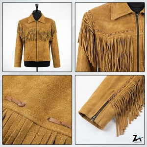 Manufacture Design Genuine Leather Western Leather <b>Jacket</b> Casual Vintage Style Slim Fit Streetwear Cowboy <b>Suede</b> Leather <b>Jacket</b> - Product Image 4