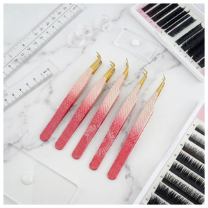 Stainless Steel <b>Lash</b> Technician Tweezer <b>Kit</b> with Fiber Tip Anti-Static Tweezers for Volume Fan Eyelash Extensions - Product Image 6