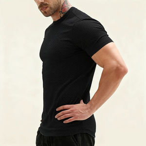 Men's Slim Fit <b>Black</b> Short Sleeve O-Neck T-<b>Shirt</b> Quick Dry Knitted Polyester Casual Solid Color <b>Compression</b> <b>Shirt</b> - Product Image 1