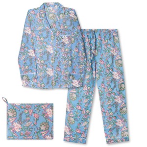 Conjunto de Pijama Elegante para Mujer con Estampado Floral, 100% Algodón, Manga Larga, Cuello Camisero, Ropa de Dormir Suave e Informal para Vacaciones de Verano - Product Image 4
