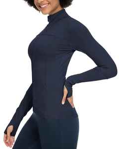 Chaqueta de yoga de manga larga con cremallera para mujer, talla grande, transpirable, de secado rápido, cortavientos, top deportivo para gimnasio y fitness, ajuste delgado frontal - Product Image 3