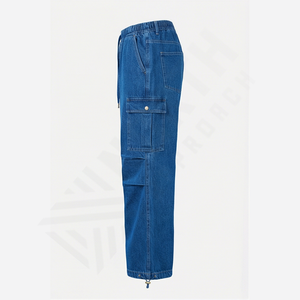 กางเกงยีนส์ทรงตรงขาตรงแบบสวมใส่สบาย น้ำหนักเบา ผ้าเดนิม 100% คอตตอน สีพื้น มีกระเป๋าคาร์โก้ ทรงหลวมสำหรับผู้ชาย เหมาะสำหรับฤดูใบไม้ผลิ ขายส่ง - Product Image 3