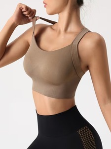 Women's Seamless <b>Cross</b> Back Sports Bra | Crisscross Strap Workout Crop <b>Top</b> | Nylon Spandex Padded Gym Fitness Activewear - Product Image 4