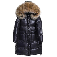 Manteau long décontracté pour femme avec capuche à bordure en fourrure, 80 % duvet de canard, chapeau amovible, extérieur en polyester doux, vêtement d'hiver