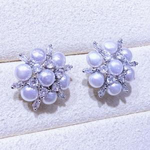 Boucles d'oreilles flocon de neige multi-perles exquises du fabricant Zhuji, bijoux en perles d'eau douce et cristal, vente en gros, boucles d'oreilles originales - Product Image 3