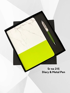 <b>Diary</b> Metal Pen Set <b>A5</b> PU Hardcover Orange Marble Design Gift for Office Business Use 100 Sheets UV Printing Model APGOI-SR-215 - Product Image 6
