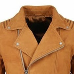 High Demands Custom Logo High <b>Men's</b> Brown <b>Suede</b> Moto Biker <b>Jacket</b> With Zipper Closure And Ribbed Sleeves Autumn Casual Outerwear - Product Image 4