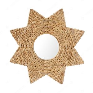 Sunburst <b>Makeup</b> <b>Mirror</b> Dressing Bedroom Bathroom Water Hyacinth Straw <b>Mirror</b> Living Room Decor - Product Image 2