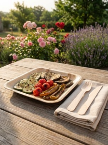 Assiettes carrées écologiques en feuilles de palmier de 7 pouces, plateaux de service jetables pour la restauration végétalienne et biologique et l'industrie hôtelière - Product Image 1