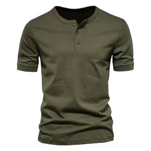 Plus Size <b>Men</b> <b>Henley</b> T-Shirt Short Sleeve Casual Knitted Tee 100% Cotton Breathable Front Logo Solid Color Summer <b>Top</b> - Product Image 2