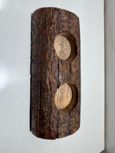 Bougeoir en bois rustique fabriqué à la main avec pot de bougie en bois naturel au design sculpté pour bougeoir à la main de Noël - Product Image 4