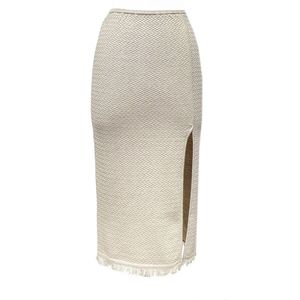 Fashionable Women's Custom Cable Knit Midi <b>Skirt</b> with Slit - Product Image 1