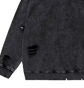 CARE MASTER Streetwear con estampado vintage, rasgaduras, logo bordado, mangas con cremallera, corte holgado y corto, lavado FORTLEO INDUSTRIES - Product Image 3