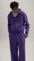 Ensemble unisexe personnalisé de pantalon et sweat à capuche surdimensionnés, coupe courte, avec double fermeture éclair et cordon de serrage aux poignets, brodé, fabrication sur mesure