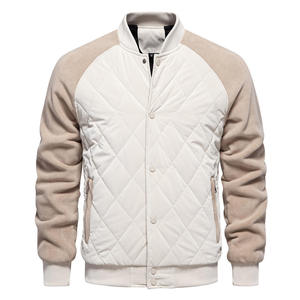 Nouvelle veste matelassée en cuir PU et toile pour homme, style hiver, service OEM, manches raglan, décontractée - Product Image 5