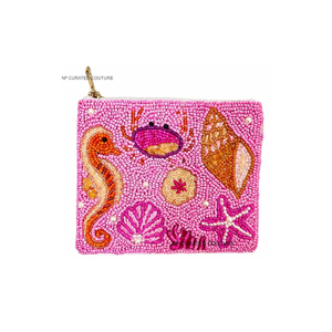 Vente en gros de porte-monnaie mini à fermeture éclair en perles de rocaille faites à la main, motif sardines, écologique, souple et durable, accessoire de mode pour femme - Product Image 3