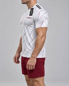 CLAW INTL ชุดเสื้อฟุตบอลชายแขนสั้นคอกลมสีขาวลายหินอ่อนสีแดง - Product Image 5