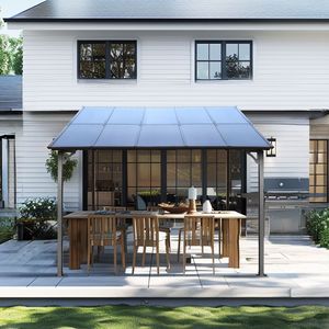 Pergola extérieure robuste 10 x 10, auvent mural en métal, grande auventeuse pour terrasses et jardins - Product Image 3