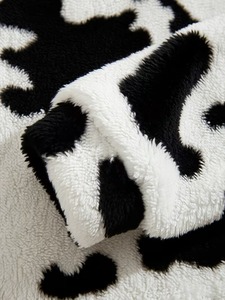 <b>Mens</b> Winter Cow Print Fluffy Fleece <b>Hoodie</b> Oversized <b>Sherpa</b> Fuzzy Warm Pullover Streetwear Y2K Harajuku Hooded Sweatshirt - Product Image 5