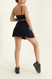 Falda casual de cintura alta con corte en A para mujer 2026, con borlas y abertura, color liso estampado con efecto desgastado - Product Image 2