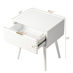 Wooden 1-Drawer Nightstand End Side Table for Living Room Bedroom - Product Image 4