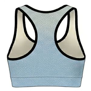 Women's Light Blue <b>Mesh</b> Racerback Sports Bra Scoop Neck Medium Support Breathable Spandex Polyester Yoga <b>Plus</b> <b>Size</b> Eco-Friendly - Product Image 2